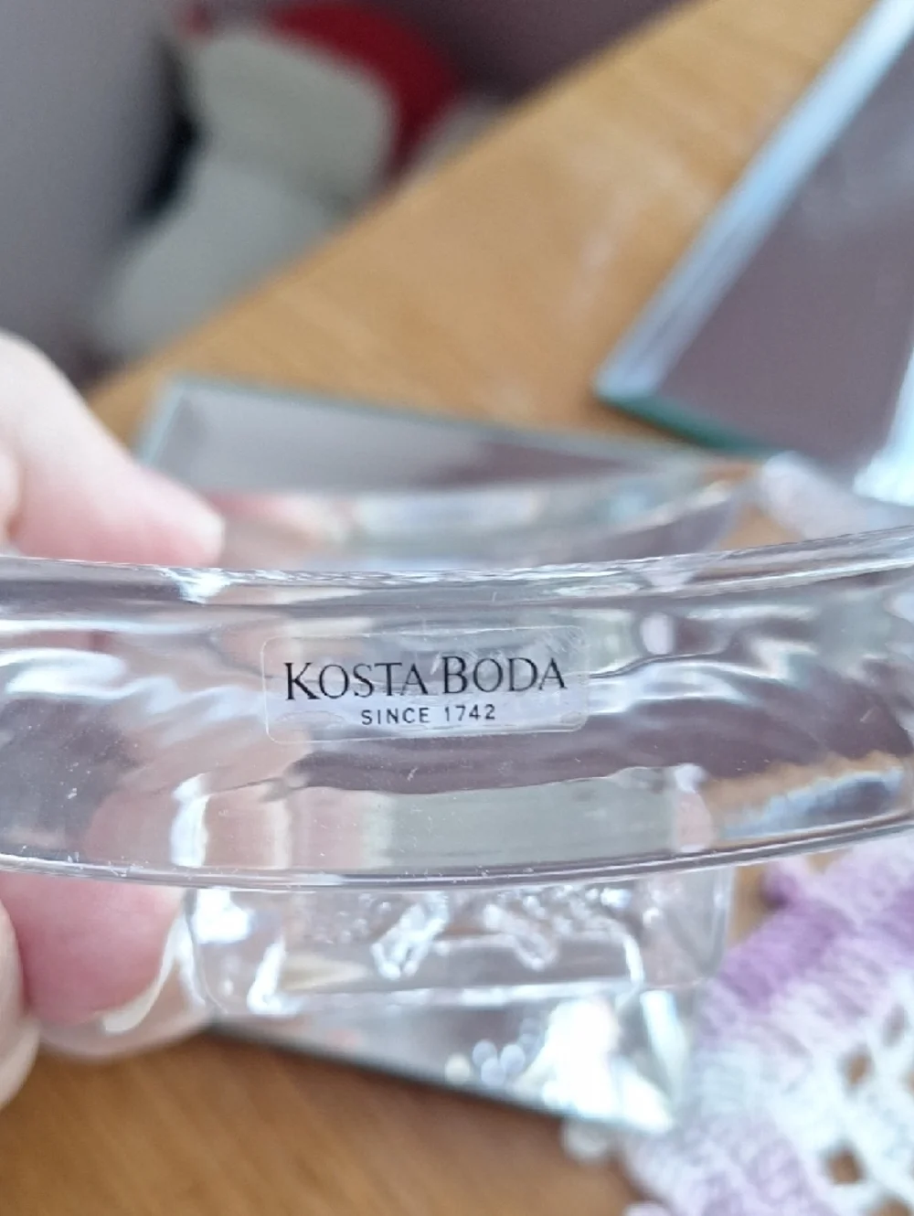 Kosta Boda art glass dish designed by Bertil Vallien